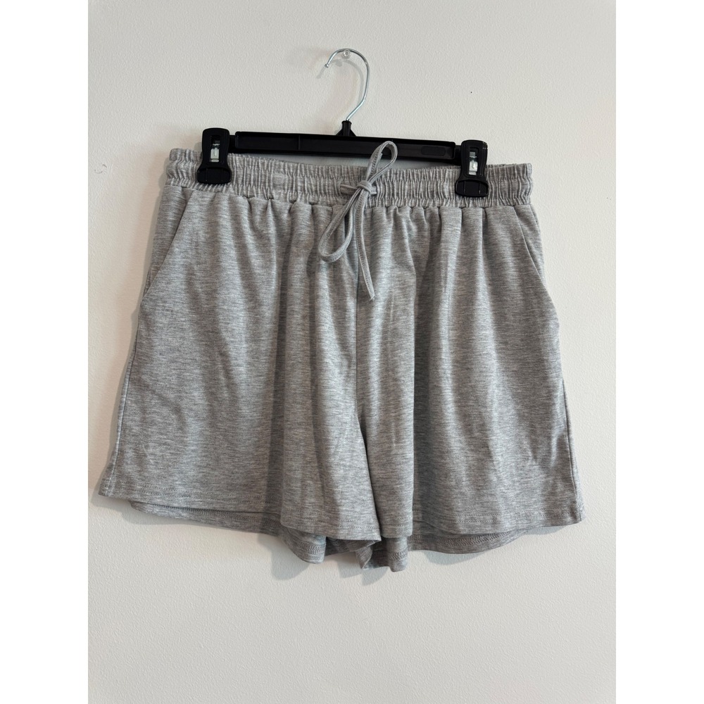 summer Heather Gray Jersey Knit Drawstring Shorts Womens Large Elastic Waist